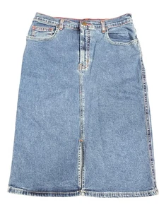 Harold's Denim Skirt Womens 4 (28w) Blue Midi Jean Front Slit Casual - Picture 1 of 10