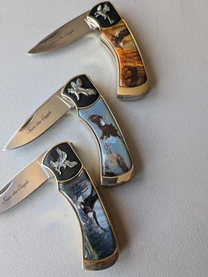 Franklin Mint Collection Of Three Save The Eagle Knives - Image 1 of 3