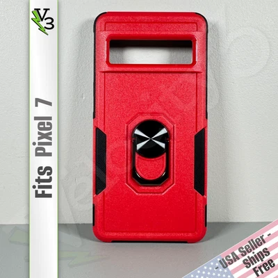 Case for Google Pixel 7 - Red & Black | Dual Layer | Ring Holder & Kickstand - Image 1 of 4