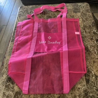 Huge Vera Bradley Pink Tote Reusable College Laundry  Mesh Bag Handle New - Image 1 of 3