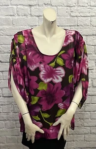 MARC BOUWER WOMEN’S 2 PIECE MULTI COLOR FLORAL PRINT 3/4 SLEEVE TOP SIZE L - Picture 1 of 6