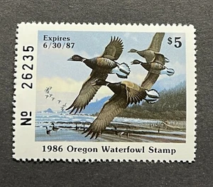WTDstamps - 1986 OREGON - State Duck Stamp - Lot1 - Mint OG NH - Picture 1 of 2