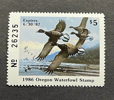WTDstamps - 1986 OREGON - State Duck Stamp - Lot1 - Mint OG NH  - Image 1 of 2