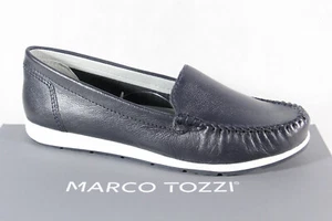 Marco Tozzi Ballerinas Slippers Half Shoes Pumps Sneakers Blue Real Leather - Picture 1 of 8