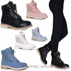 SCARPE DONNA Scarponcini Stivaletti STIVALI Stringati Zip Anfibi Traforati A28 - Foto 1 di 6