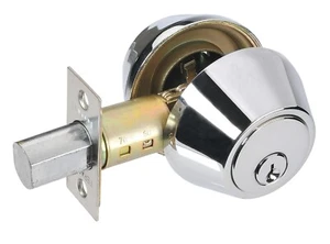 deadlock double cylinder with both side key front back garage door CHROME - Picture 1 of 1