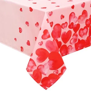 Valentine's Day Tablecloth Square 55x55 Inch Falling Love Heart Table Cloth P... - Picture 1 of 9