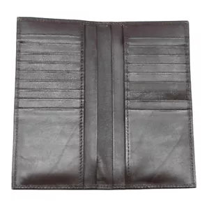 Cartera larga delgada marrón para hombre de cuero puro 22 bolsillos para tarjetas de crédito de identificación en efectivo - Imagen 1 de 2