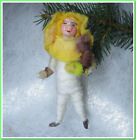 Vintage Antique Christmas German Spun Cotton Ornament Figure #1611237