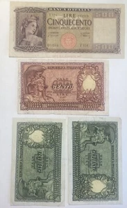 Lot (4) Italy Currency Notes 1947-53 LQQK Nice Selection  - Picture 1 of 10