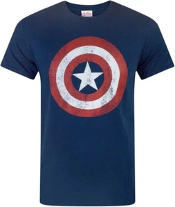 CAPTAIN AMERICA SHIELD T-SHIRT Marvel Comics Blue Short Sleeve NEW - Picture 1 of 1