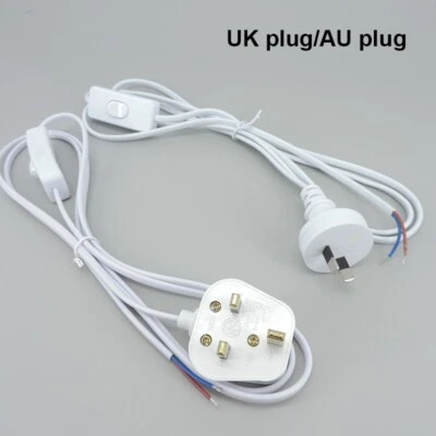 AC Power supply Cord 2pin UK AU Plug electric NZ Switch Cable Extension Adapter - Image 1 of 4