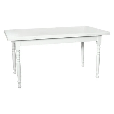 TAVOLO ALLUNGABILE IN LEGNO GAMBE TORNITE SHABBY CHIC LACCATO BIANCO - Immagine 1 di 2