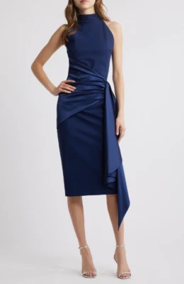NOVO, Vestido Midi Chiara Boni Gudairi Sem Mangas em Azul Note -Tamanho 52 #MD872 - Imagem 1 de 4