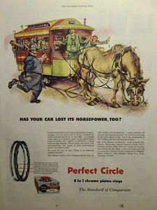 Anuncio impreso vintage 1955 Perfect Circle 2 en 1 anillos de pistón cromados tienda de garaje - Imagen 1 de 3