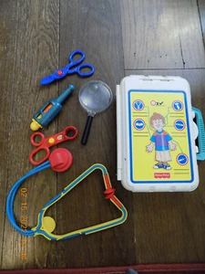 Vtg Fisher Price Doctor Nurse Medical Toy Kit White Plastic Case & Accessories - Picture 1 of 7