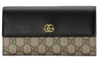 NEW GUCCI GG MARMONT BLACK LEATHER SUPREME CONTINENTAL CLUTCH WALLET W/BOX