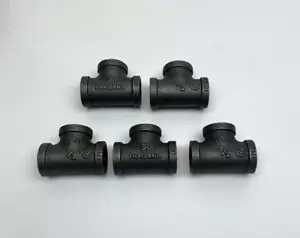 LOT OF 5 Legend 1/2" 150 Female NPT Tee Black Malleable Iron Pipe - Picture 1 of 6