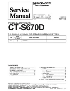 Manuale di assistenza per Pioneer CT-S670D - Foto 1 di 1