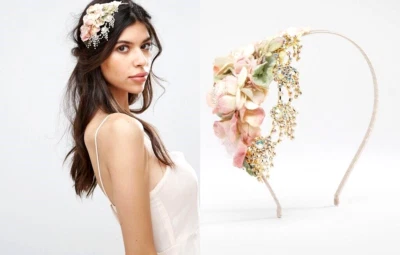 ✨Colona de lujo nupcial cristal con joyas diadema corona floral disfraz de boda ✨ Foto 1 de 4