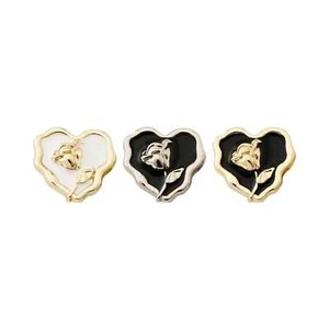 5pcs Rose Embossed Heart shape Metal Buttons for Sewing DIY 18/23mm - Picture 1 of 10