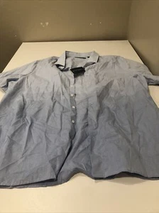 Perry Ellis Men's Roll Sleeve Solid Linen Cotton Button-Down Shirt Blue Size 3X - Picture 1 of 3