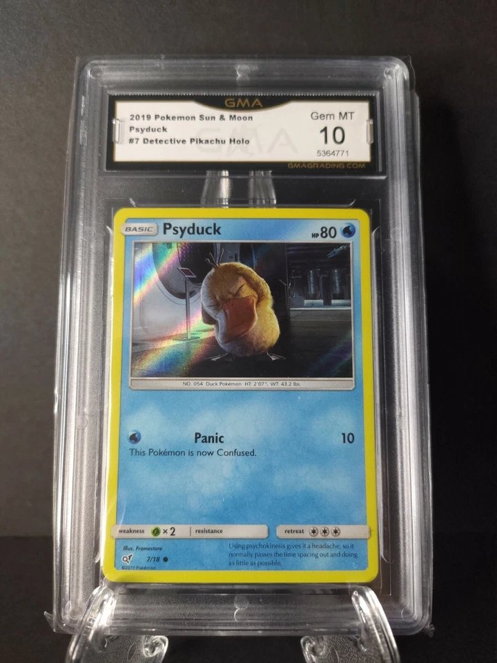 2019 Pokemon Psyduck #7 Sun&Moon Detective Pikachu GMA 10 GEM MINT Holo - Image 1 of 2