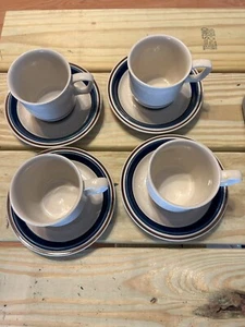 MODERNE CHATEAU HANDBEMALTE STEINZEUG Tassen/Untertassen/Sahnekännchen & Zuckerdose - Bild 1 von 6