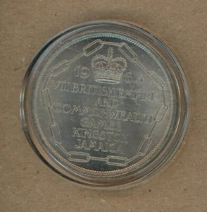 1966 Jamaica 5 Shillings Commonwealth Games UNC Coin - Picture 1 of 2