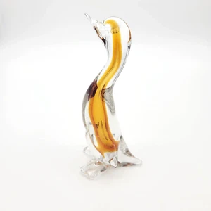 Vintage Art Glass Clear Golden Yellow Duck Sculpture Figurine - Picture 1 of 14