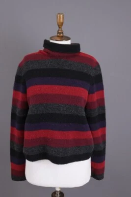 SARAH PACINI 多色羊毛条纹海龟领针织毛衣均码 — 第 1/4 张图片