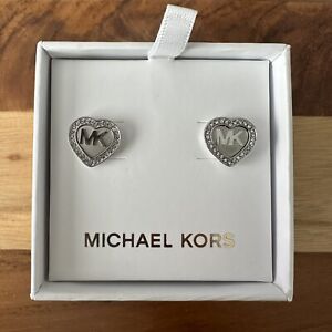 Michael Kors MKJX6260040 Silver Tone Pavé Crystals Monogram Earrings