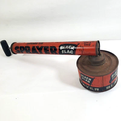 Antiga lata de metal inseto bandeira preta 1 pinta pulverizador para todos os fins decoração vintage - Imagem 1 de 4