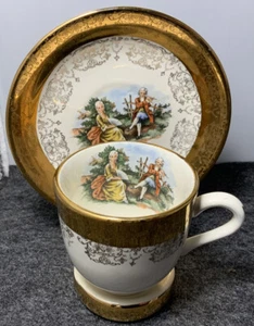 Antike 2 Stück Crest O Gold Sabin 22K Teetasse & Untertasse - Bild 1 von 6