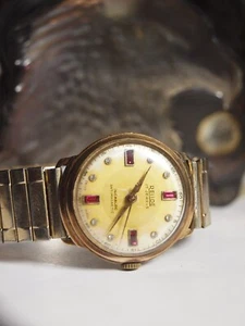 9CT VINTAGE RELIDE 17 JEWELS INCABLOC SWISS MADE DIAMOND & RUBY WATCH - Picture 1 of 15