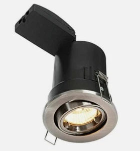4x SAXBY ShieldPLUS Satin Nickel IP20 50W Adjustable Dimmable Downlight (217) - Picture 1 of 8