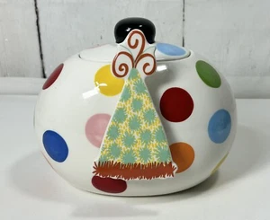 COTON COLORS HAPPY EVERYTHING MULTICOLOR POLKA DOT MINI COOKIE JAR/ RARE POM HAT - Picture 1 of 11