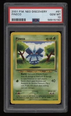 2001 Pokemon Neo Discovery PSA 10 PINECO Non Holo #61 *NICE* Low POP4 - Image 1 of 2