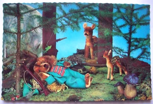 Steiff Deer mira antropomórfico perro cazador descansando vintage años 60 postal - Imagen 1 de 2