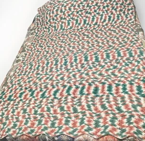 Vintage Chevron Knit Crochet Granny Throw Blanket LARGE 76”x 54” Handmade Afghan - Picture 1 of 11