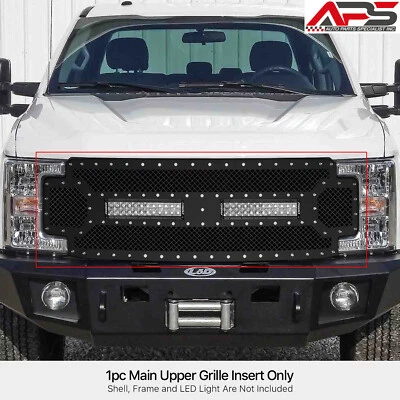 Se adapta a Ford F-250/350 2017-2019 sin cámara frontal principal acero inoxidable rejilla de malla negra Foto 1 de 4