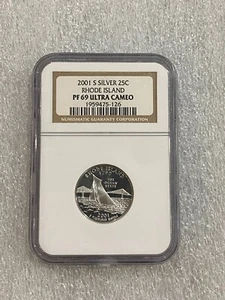 2001 S Rhode Island SILVER Quarter NGC PF 69 Ultra Cameo ~~ Excellent specimen - Picture 1 of 2