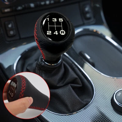 5Speed Car Gear Stick Shift Knob Shifter Lever Leather Black Universal Manual.. - Image 1 of 4