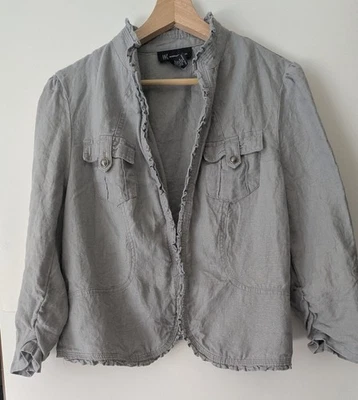 Inc International Concepts Linen Large Utility Jacket Light Gray Crop Sleeve - Image 1 of 4