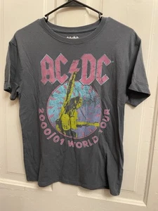 AC/DC T-Shirt Boys Large Gray Cotton Graphic Print World Tour 2000 / Youth  XL - Picture 1 of 3
