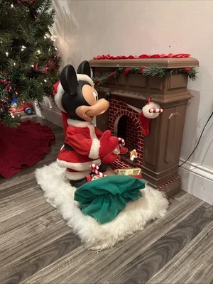Vintage Disney Santa’s Best Mickey Animated Christmas Fireplace Works Great 90s - Image 1 of 4