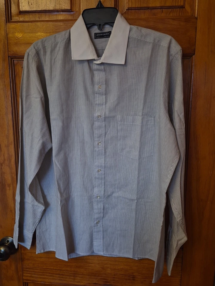  Camisa Pierre-Cardin abotonada para hombre grande de algodón a rayas  Foto 1 de 4