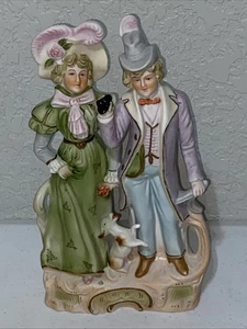 Estatuilla de porcelana bisque vintage Paulux Moriyama hecha en Japón ocupado pareja - Imagen 1 de 7