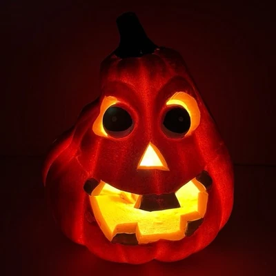 Molde soplado facial Goofy espuma Halloween 8” iluminar calabaza Jack-o’-lantern decoración Foto 1 de 4