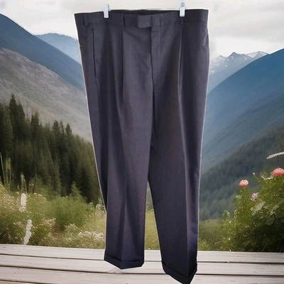 Pantalones de vestir DKNY para hombre talla 40 X 32 gris oscuro mezcla de lana. Pierna recta elástica. Foto 1 de 4